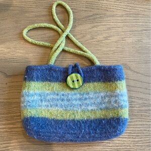 NWOT One of a kind, handmade wool felted handbag, antique button vintage look